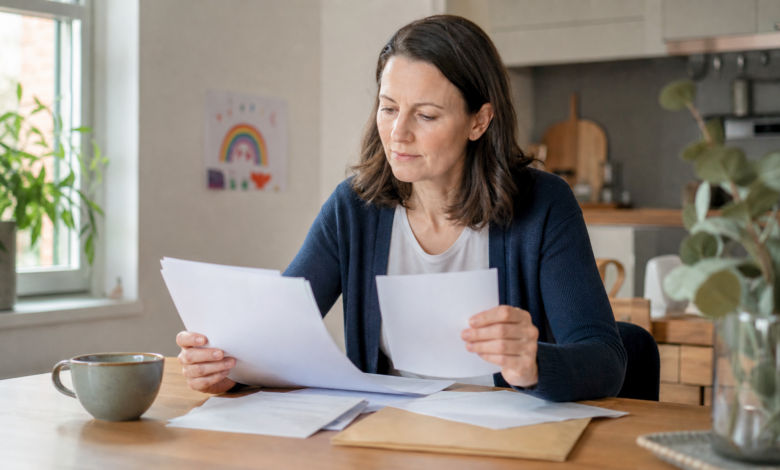 Elternteil prüft Unterlagen zur Elterneigenschaft und Pflegeversicherung [Bildinhalt mit KI erstellt]