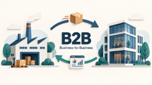 B2B Bedeutung: Definition, Beispiele & Unterschied zu B2C [Bildinhalt mit KI erstellt]